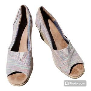 Tom's women's open toe sandal wedge size 6.5 multicolor spring summer comfy